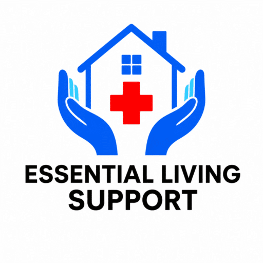 Essential Living Support LLC logo featuring supportive hands, a home, and medical cross in Cheyenne, Wyoming